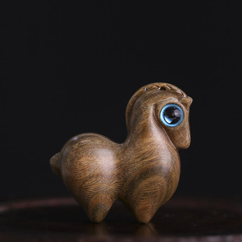 Buddha Stones Małe liście Czerwone drzewo sandałowe Zielone drzewo sandałowe Szczęśliwa miniaturowa dekoracja ochronna dla konia - Zielony koń sandałowy (mały rozmiar 33*26*14 mm) - image 13