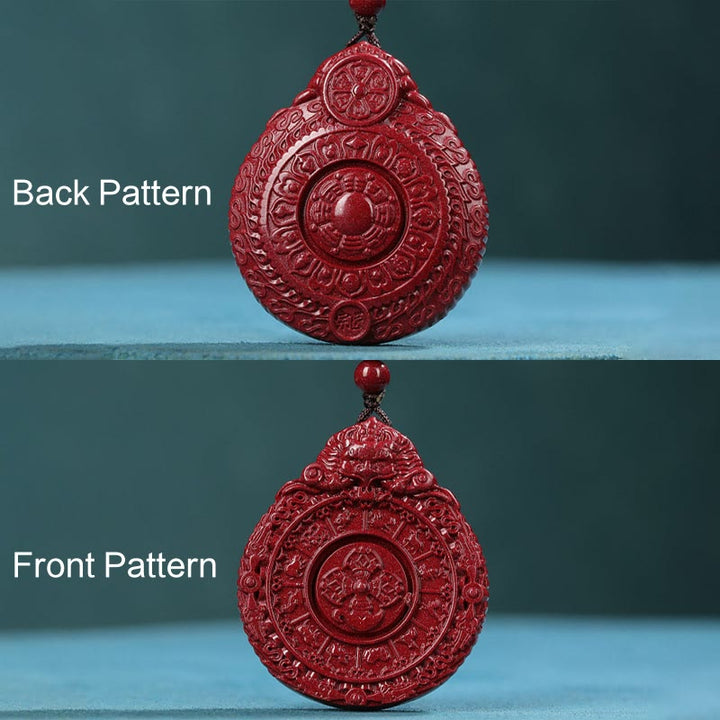 Buddha Stones Chiński Zodiak Naturalny Cynober Bagua Amulet Trzymający Z Daleka Złe Duchy Naszyjnik Wisiorek - image 5