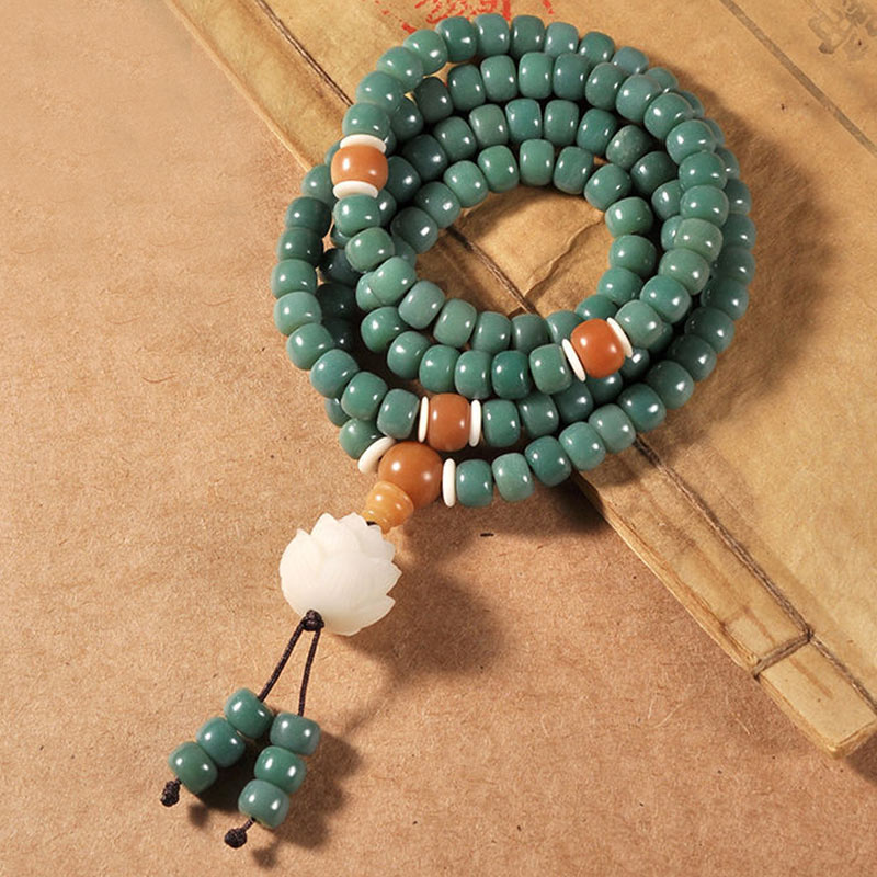 Bransoletka sukcesu Buddha Stones Lotus Cyan Bodhi Seed