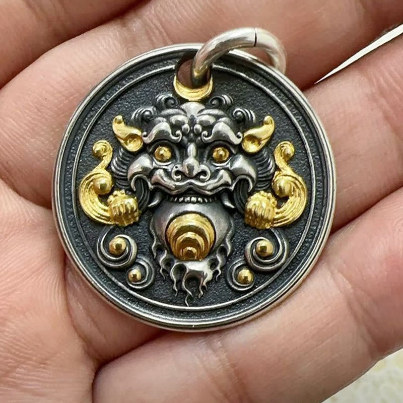 Buddha Stones Tybetański Kirtimukha Amulet Uzdrawiający Naszyjnik Wisiorek