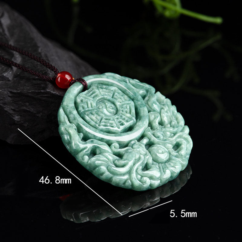 Buddha Stones Smok Jade Yin Yang Równowaga Naszyjnik Wisiorek Sznurkowy - image 7