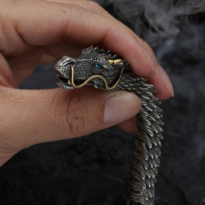 Buddha Stones Nordycki Smok Ręcznie Robiony Amulet Szczęście Ochrona Łańcuch Bransoletka