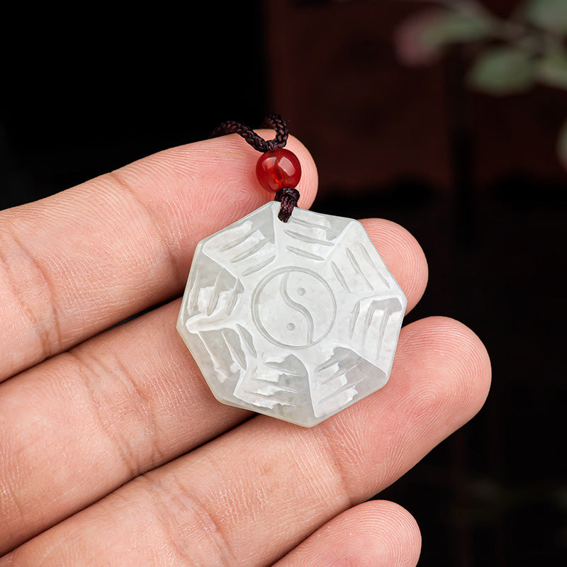 Naszyjnik z naturalnym jadeitem Bagua Yin Yang szczęścia - image 4
