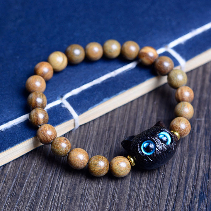 Buddha Stones Drewno hebanowe Zielone drzewo sandałowe Czerwone drzewo sandałowe Piękna bransoletka z kotem - Koraliki z czerwonego drzewa sandałowego 8 mm * 20 (obwód nadgarstka 14-16 cm) - image 10