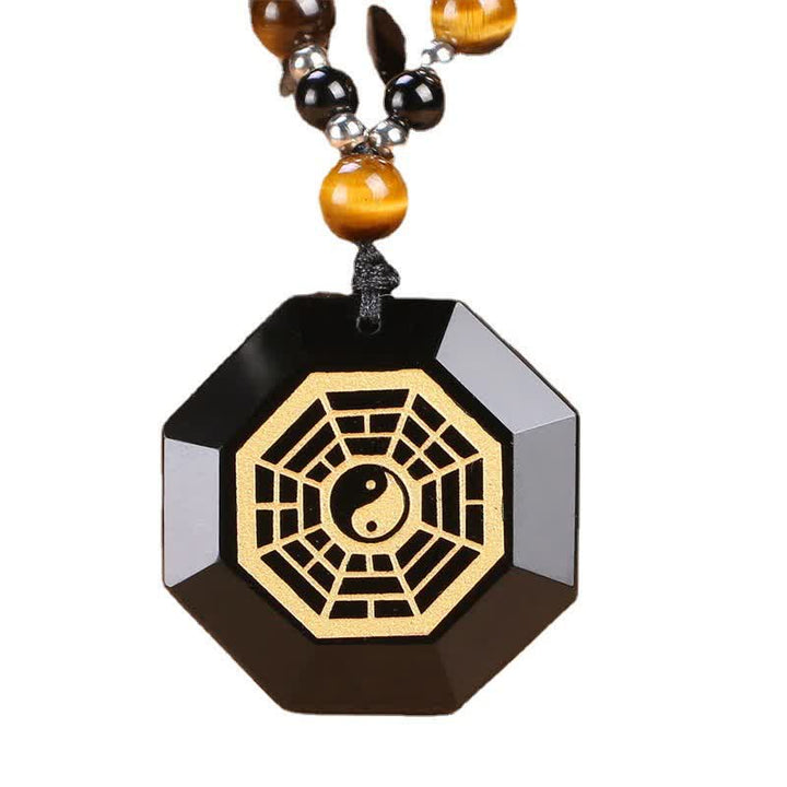 Naszyjnik z koralików Bagua Yin Yang z czarnego obsydianu, oczyszczający - image 8