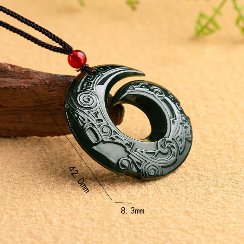 Buddha Stones Szczęście Poprawia Projekt Wzór Naturalny Hetian Cyan Jade Naszyjnik Sukces Wisiorek
