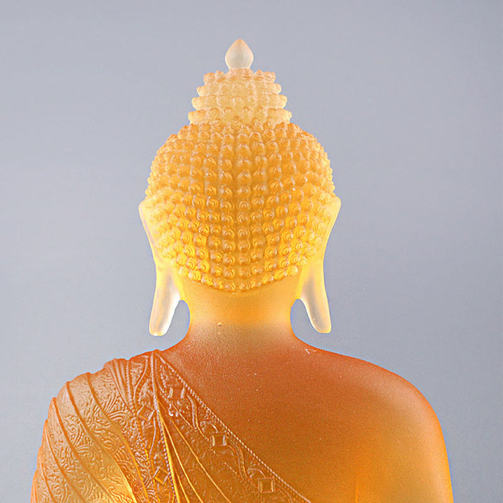 Buddha Stones Figurka Buddy wykonana ręcznie Liuli Dzieło sztuki Posąg spokoju Oferta domowa Dekoracja - image 11