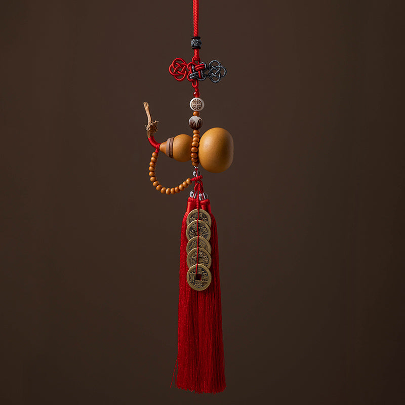 Buddha Stones Feng Shui Monety Tykwa Chiński Węzeł Szczęśliwe Monety Pięć Cesarskich Pieniędzy Bogactwo Frędzle Dekoracja