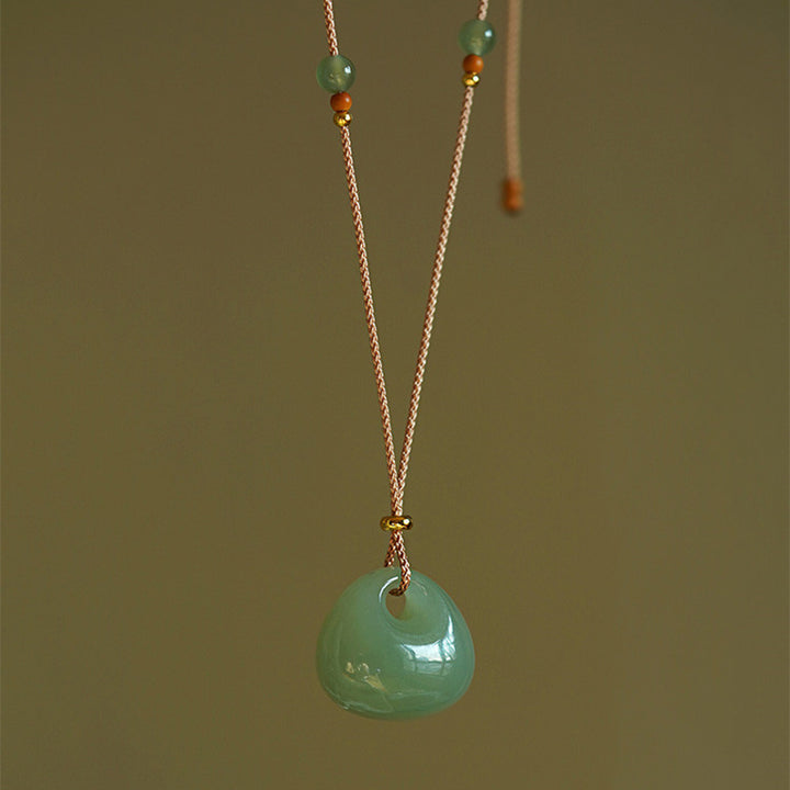 Naszyjnik z Buddha Stones Naturalny Jadeit Szczęście Dobrobyt Wisiorek (Losowy Kolor)