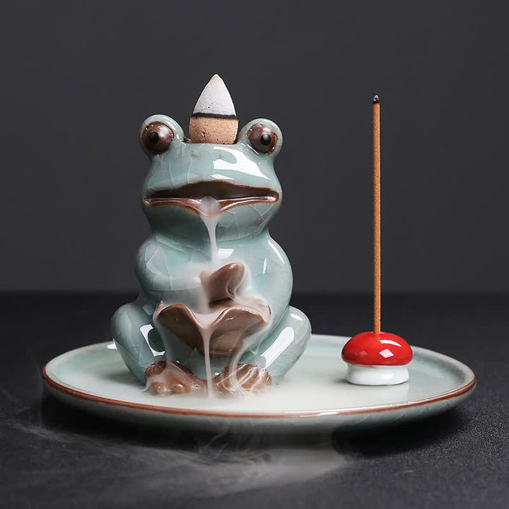 Medytacyjna Żaba Ceramiczny Lotos Uzdrawiający Kadzidełko