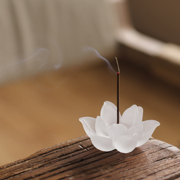 Buddha Stones Mini Lotus Liuli Kryształ Uzdrawiająca Medytacja Kadzidełko Palnik