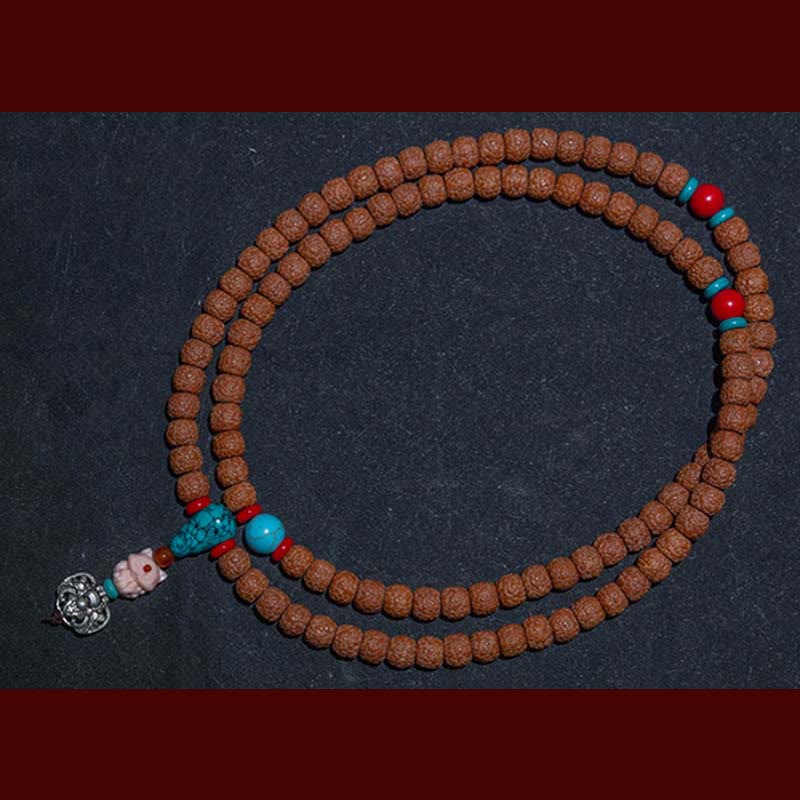 Tybet 108 Mala Beads Rudraksha Bodhi Seed Chinese Zodiac Natal Buddha Wealth Charm Bracelet