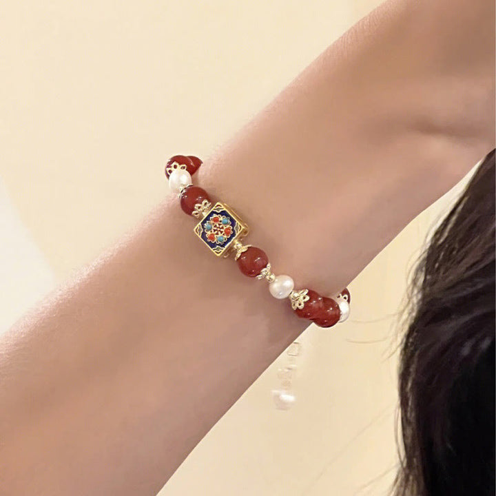 Buddha Stones Red Agat Pearl Confidence Self-accepting