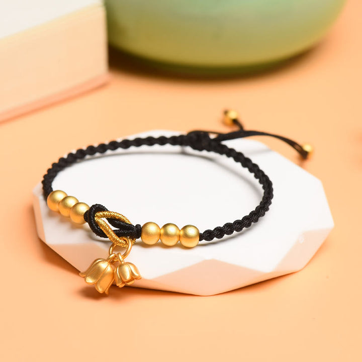 Buddha Stones Ręcznie robione Konwalia Kwiat Charm Design Szczęście Ochrona Bransoletka Pleciona