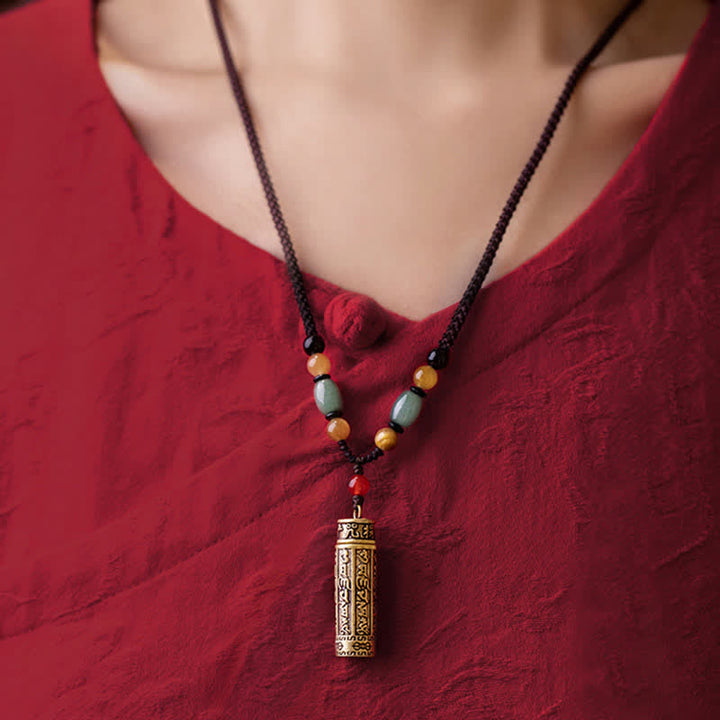 Buddhastoneshop Tybet Om Mani Padme Hum Agat Surangama Sutra Ochrona Naszyjnik Wisiorek - image 6
