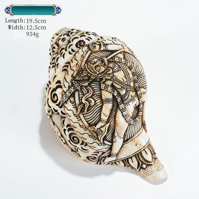Tybetańska, ręcznie grawerowana dekoracja buddy Shankha Awalokiteśwary z muszli - Budda Wadżrajogini 19,5*12,5 cm - image 31