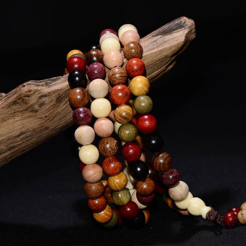 Buddha Stones 108 Koralików Wenge Drewno Mala Błogosławieństwo Medytacja Bransoletka