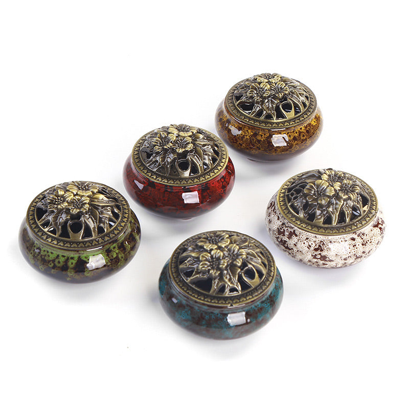 Buddha Stones Kwiat Wzór Ceramiczny Błogosławieństwo Medytacja Kadzielnica Dekoracja