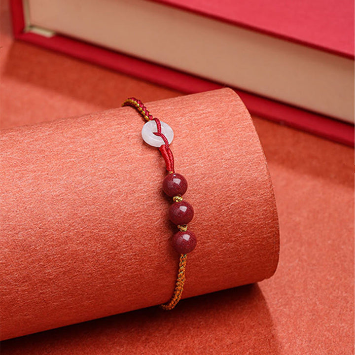 Bransoletka z zapięciem Peace Buckle z Buddha Stones Natural Cinnabar Jade