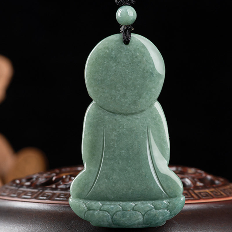 Buddha Stones Amitabha Budda Jadeitowy Amulet Naszyjnik ze Sznurka Współczucia - image 7
