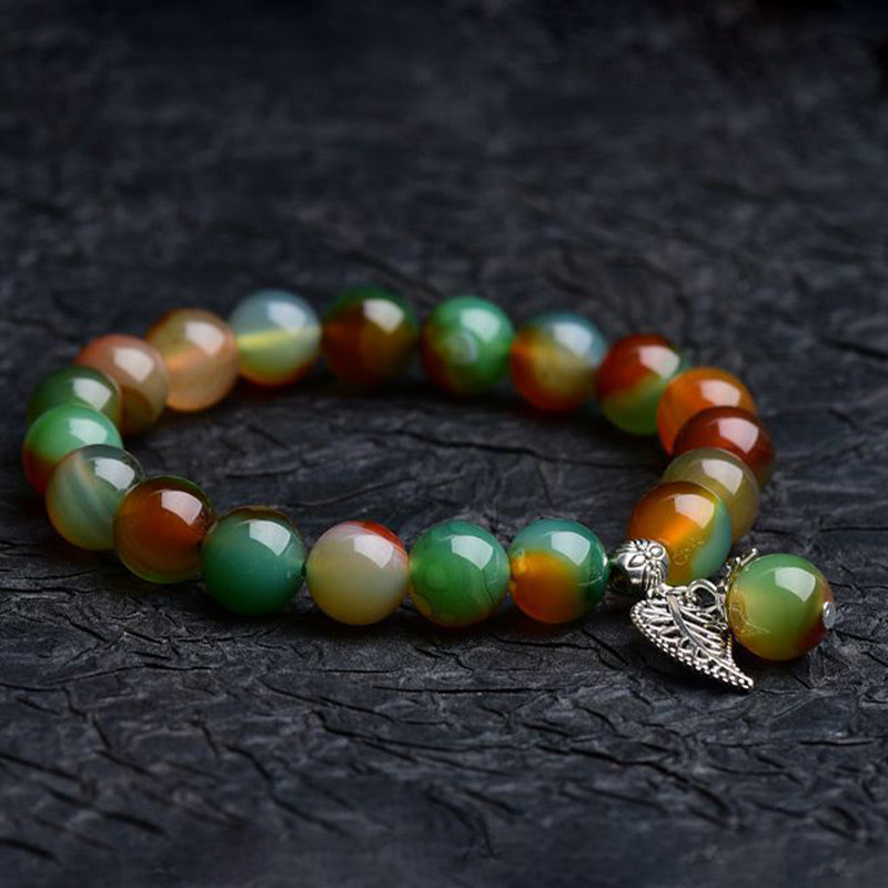 Bransoletka lecznicza z naturalnego zielonego agatu z Buddha Stones