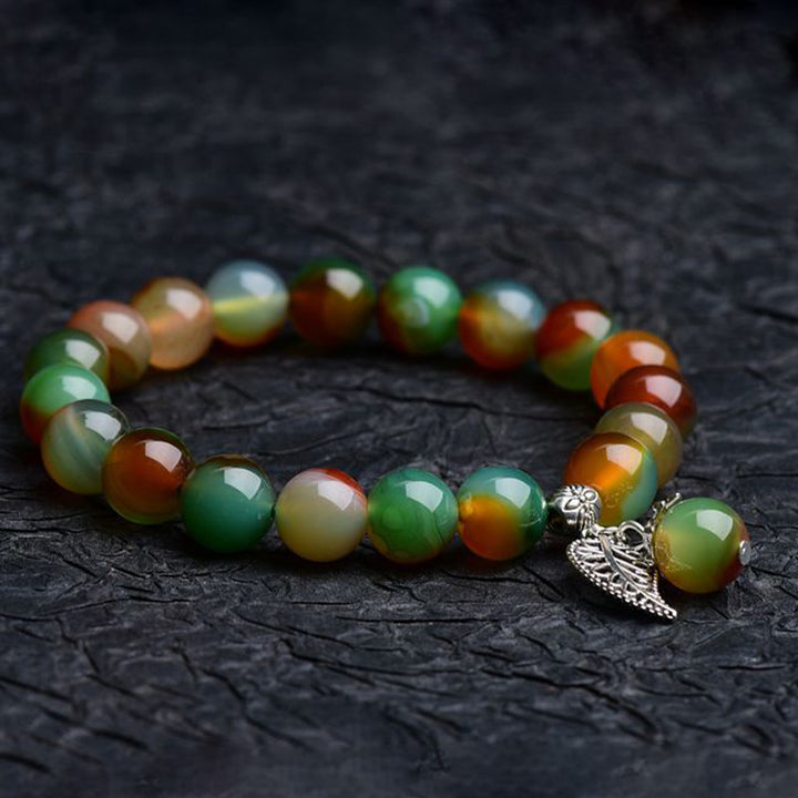 Bransoletka lecznicza z naturalnego zielonego agatu z Buddha Stones
