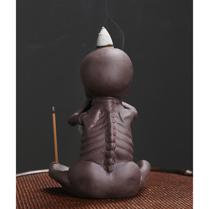 Buddha Stones Mała Czaszka Duch Fioletowa Glina Fontanna Dymna Zwrotna Pokój Kadzidło Palnik Dekoracja