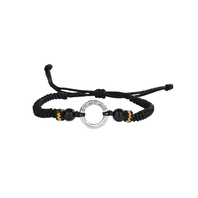 Bransoletka Buddha Stones 925 Sterling Silver Peace Buckle Uspicious Clouds Fortune Braided - image 4