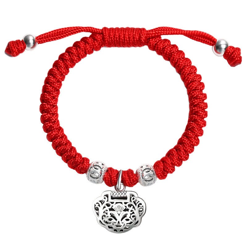 Buddha Stones 925 Srebro Sterling Chińskie Zawieszki Blokady Wielokolorowe Czerwone Sznurki Ochronne Ręcznie Pleciona Bransoletka Dla Dzieci