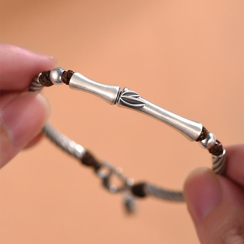 Buddha Stones 999 Srebro Sterling Wzór Bambusa Bransoletka Cicada Luck Wealth - image 3