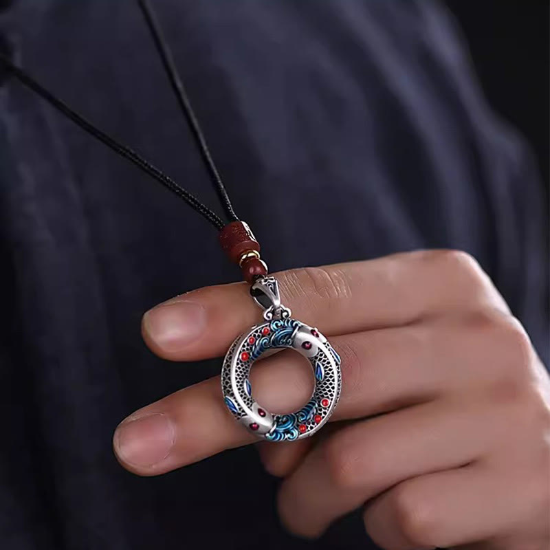 Buddha Stones Koi Ryba Pokój Klamra Miedź Bogactwo Szczęście Naszyjnik Wisiorek