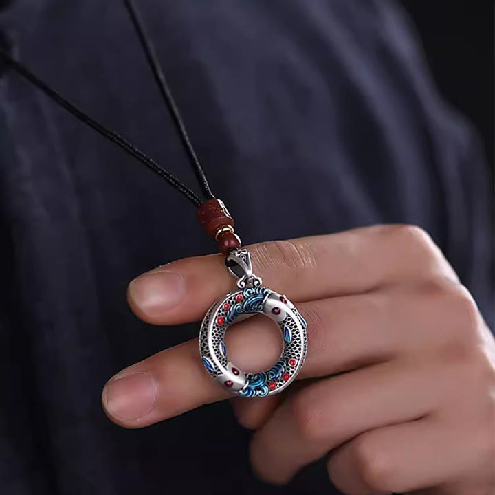 Buddha Stones Koi Ryba Pokój Klamra Miedź Bogactwo Szczęście Naszyjnik Wisiorek