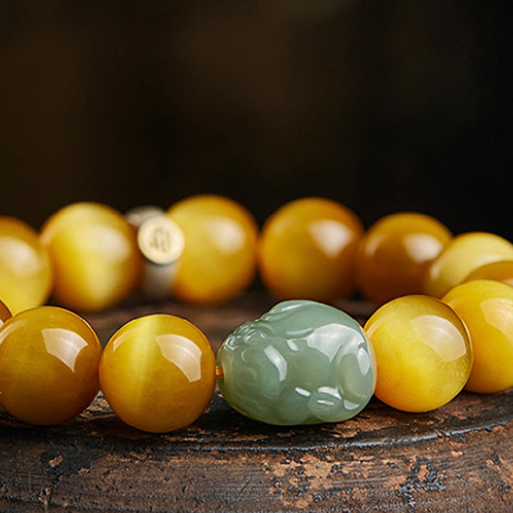 Bransoletka ochronna z jadeitu PiXiu z chińskiego zodiaku Natal Buddha Tiger Eye