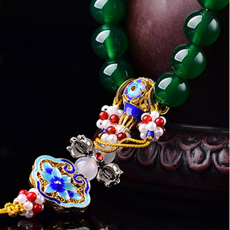 Buddha Stones Naturalny Zielony Agat Mala Nadgarstek Sukces Urok Kieszonkowa Mala Dekoracja Samochodu