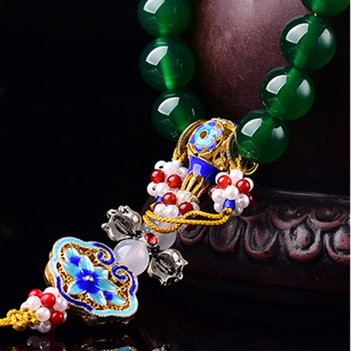 Buddha Stones Naturalny Zielony Agat Mala Nadgarstek Sukces Urok Kieszonkowa Mala Dekoracja Samochodu