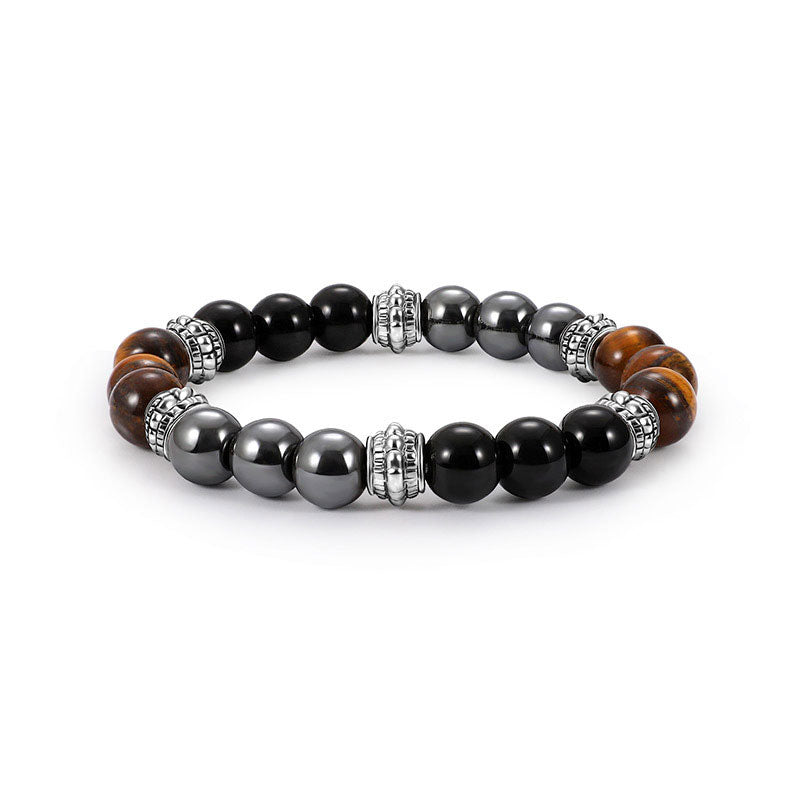 Bransoletka z Buddha Stones Tygrysie Oko i Hematyt, przynosząca szczęście i uzdrowienie - 0,31 cala (8 mm) - image 0