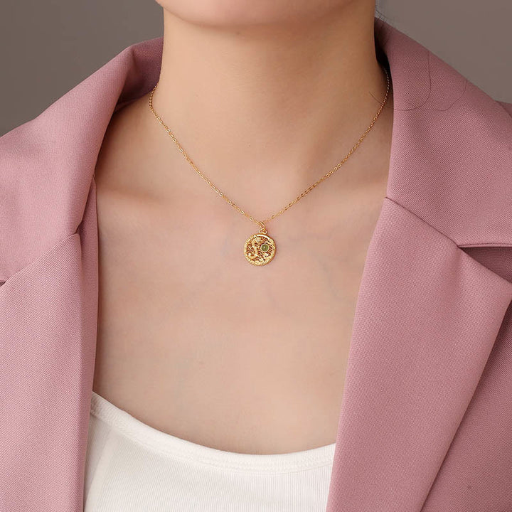 Buddha Stones 925 Srebro Sterling Rok Smoka Pomyślne Chmury Hetian Jade Intarsjowany Naszyjnik Szczęścia Wisiorek - image 5