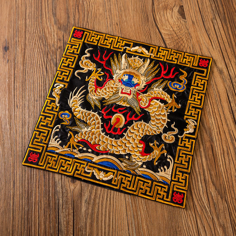 Buddha Stones Feniks Smok Kirin Haft Podkładka Pod Kubek Pod Kubek Herbaty Kung Fu Podkładka Pod Kubek Herbaty