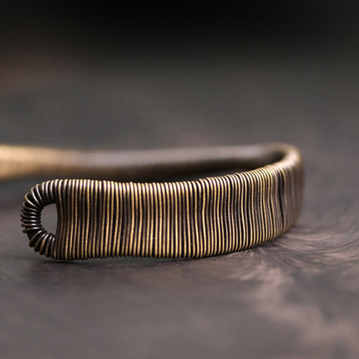 Bransoletka mankietowa z regulowanymi Buddha Stones w prostym wzorze, owinięta mosiądzem i miedzią, zapewniająca szczęście i bogactwo - image 7