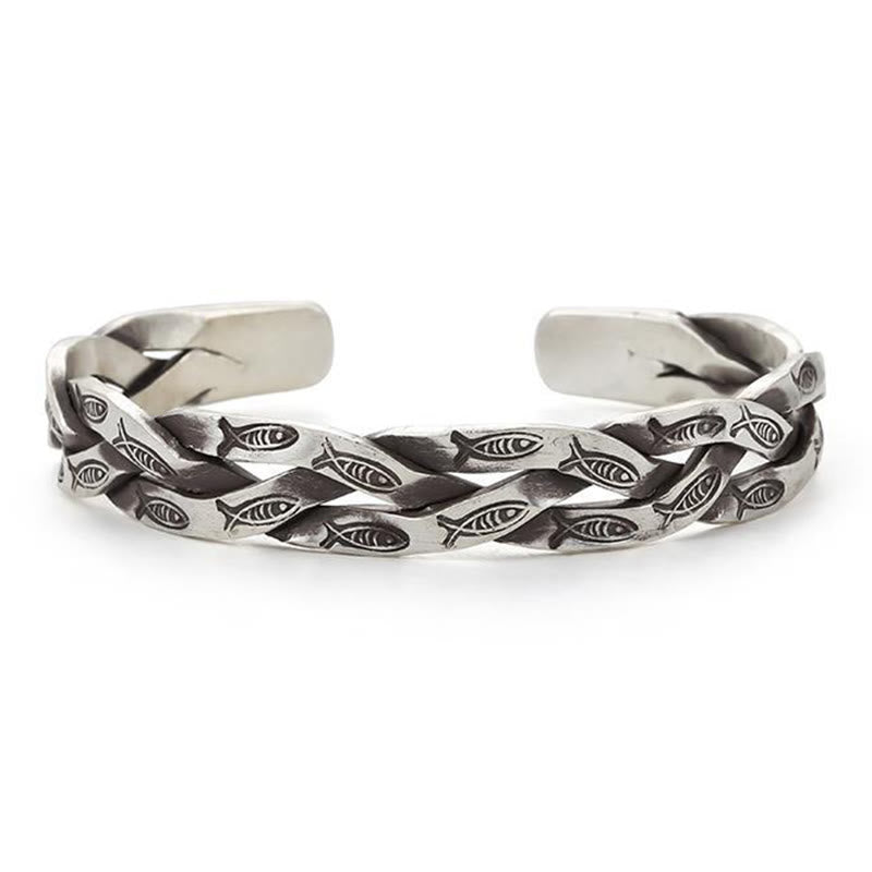 Buddha Stones Koi Ryba Skręcony Projekt Szczęście Bogactwo Mankiet Bransoletka Bangle