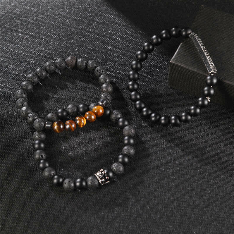 Buddha Stones 3 szt. Mrożone kamienie lawowe Tygrysie oko Aktywuj bransoletkę