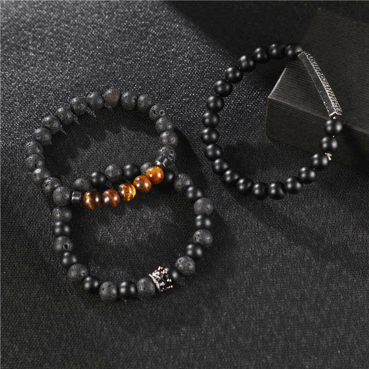 Buddha Stones 3 szt. Mrożone kamienie lawowe Tygrysie oko Aktywuj bransoletkę