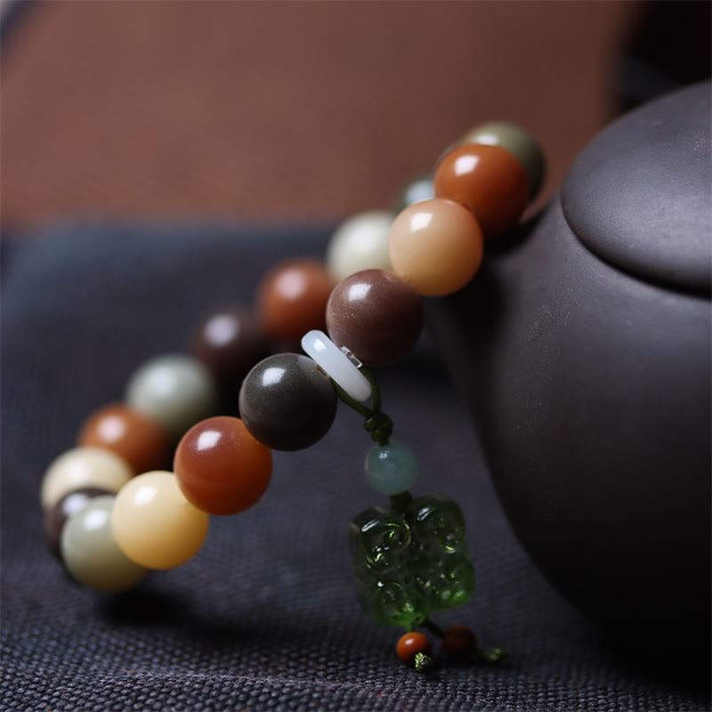 Buddha Stones Naturalne Wielokolorowe Gradientowe Nasiona Bodhi Liuli Szklana Bransoletka z Urokiem Pokoju