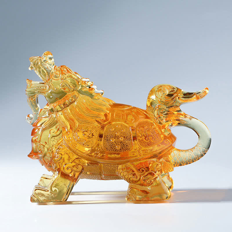 Feng Shui Smok Żółw Ręcznie Robiony Kryształ Liuli Dzieło Sztuki Dekoracja Domu Biuro - image 11