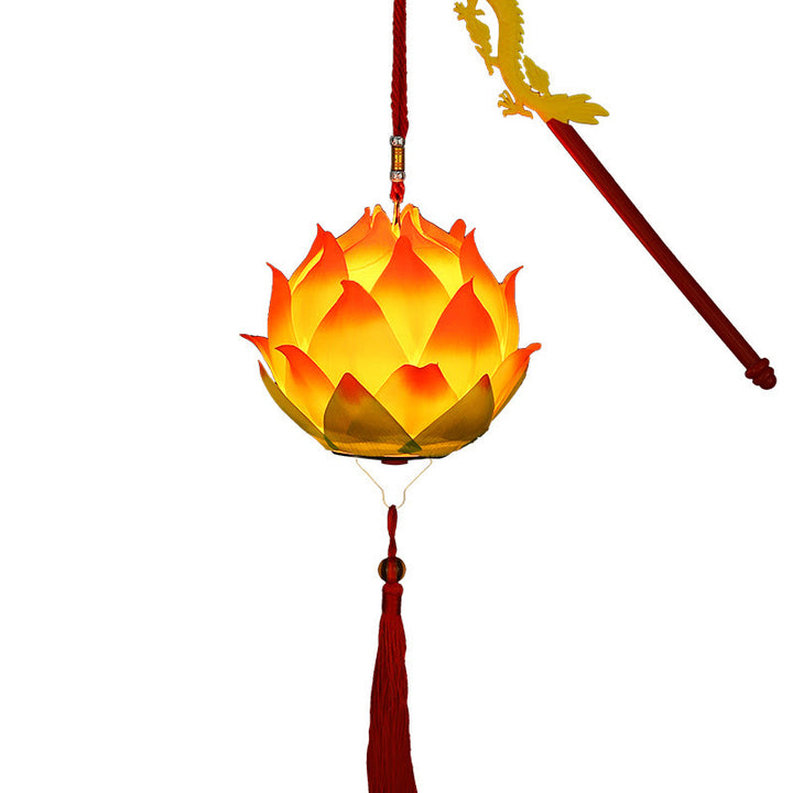 Buddha Stones DIY Kwiat Lotosu Smok Latarnia Lampa Tassel Dekoracja