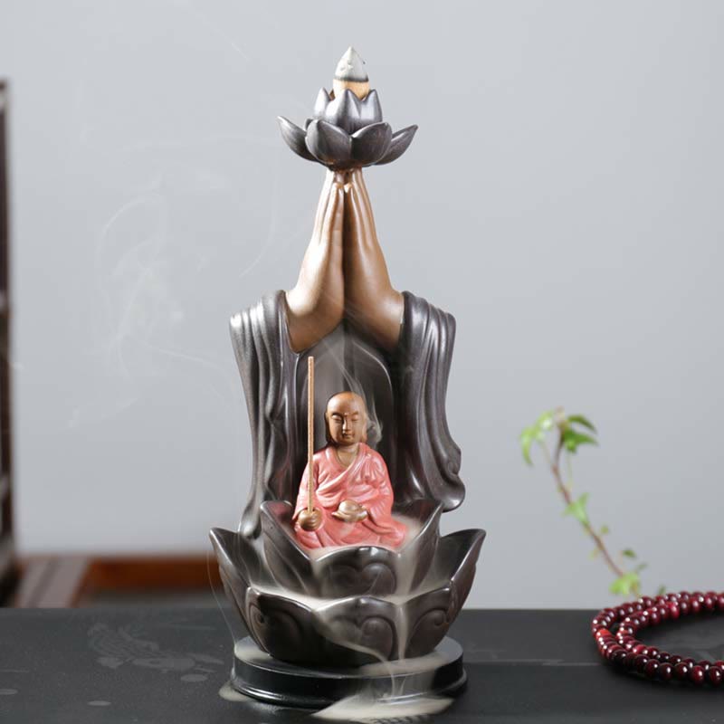 Budda Awalokiteśwara Czenrezig Ksitigarbha Ceramiczny palnik kadzielniczy z błogosławieństwem lotusu