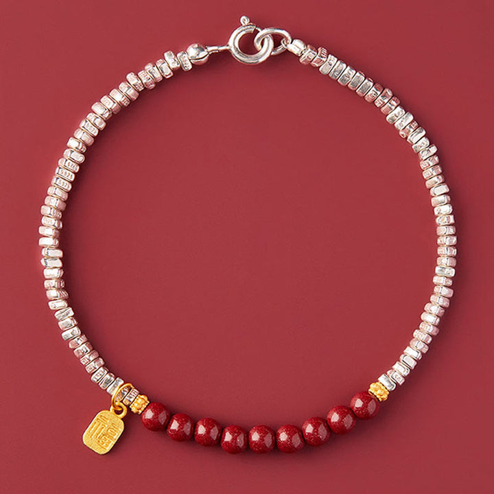 Bransoletka z Buddha Stones ze srebra próby 925 z motywem Fu i postacią Cinnabar - Postać z cynobru i fu (obwód nadgarstka 15-18 cm) - image 4