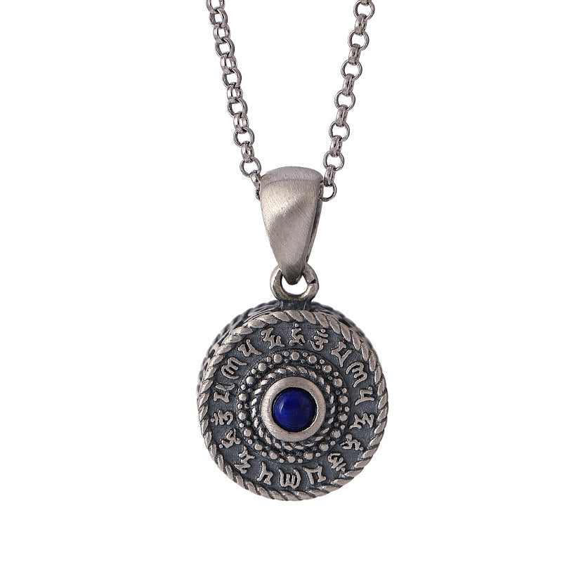 Buddha Stones 925 Srebro Sterlingowe Om Mani Padme Hum Lazuryt Miłość Pokój Naszyjnik Wisiorek - image 8