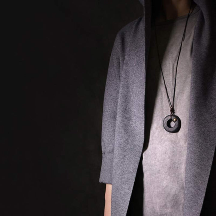 Buddha Stones Zen Circle Ebony Wood Peace Calm Naszyjnik Wisiorek - image 10