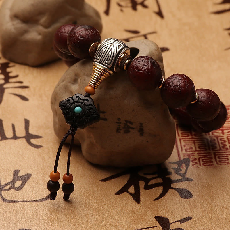 Buddha Stones Tybetańskie Nasiona Bodhi Agat Koralik Szczęście Bogactwo Tassel Charm Nadgarstek Mala